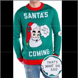 Men's Santa's Coming Ugly Christmas Sweater Medium